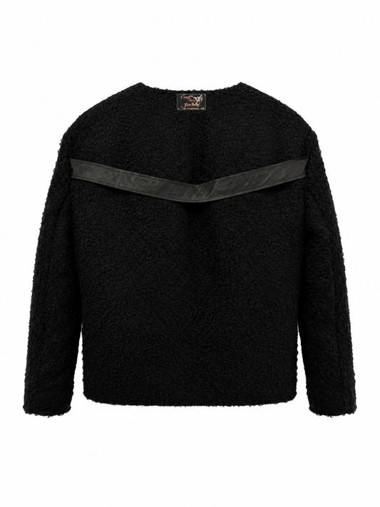 Black Textured Long Sleeve Top