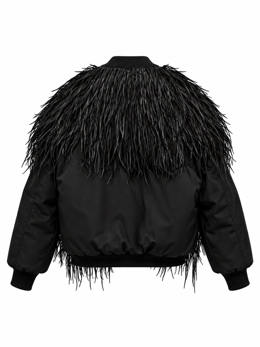 LEATHER FUR MA-1 JACKET