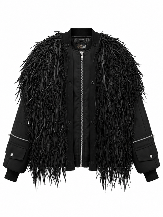 LEATHER FUR MA-1 JACKET