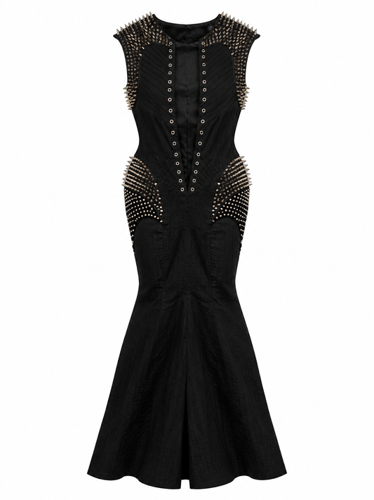 STUDDED PLEATED DRESS