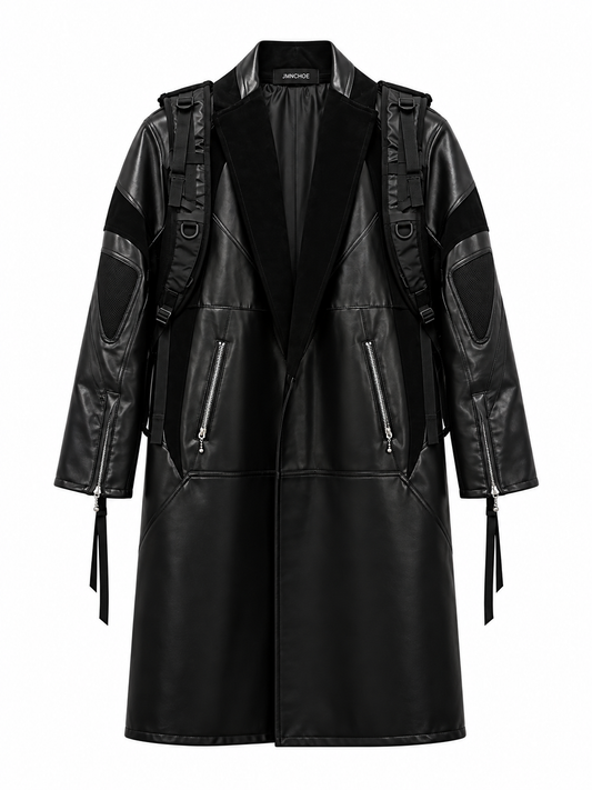BAG DETAIL LEATHER COAT