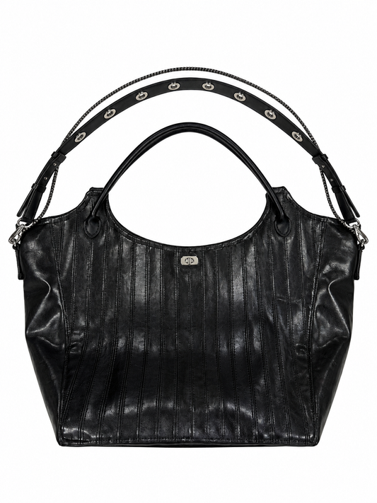 STRIPE LEATHER TOTE BAG
