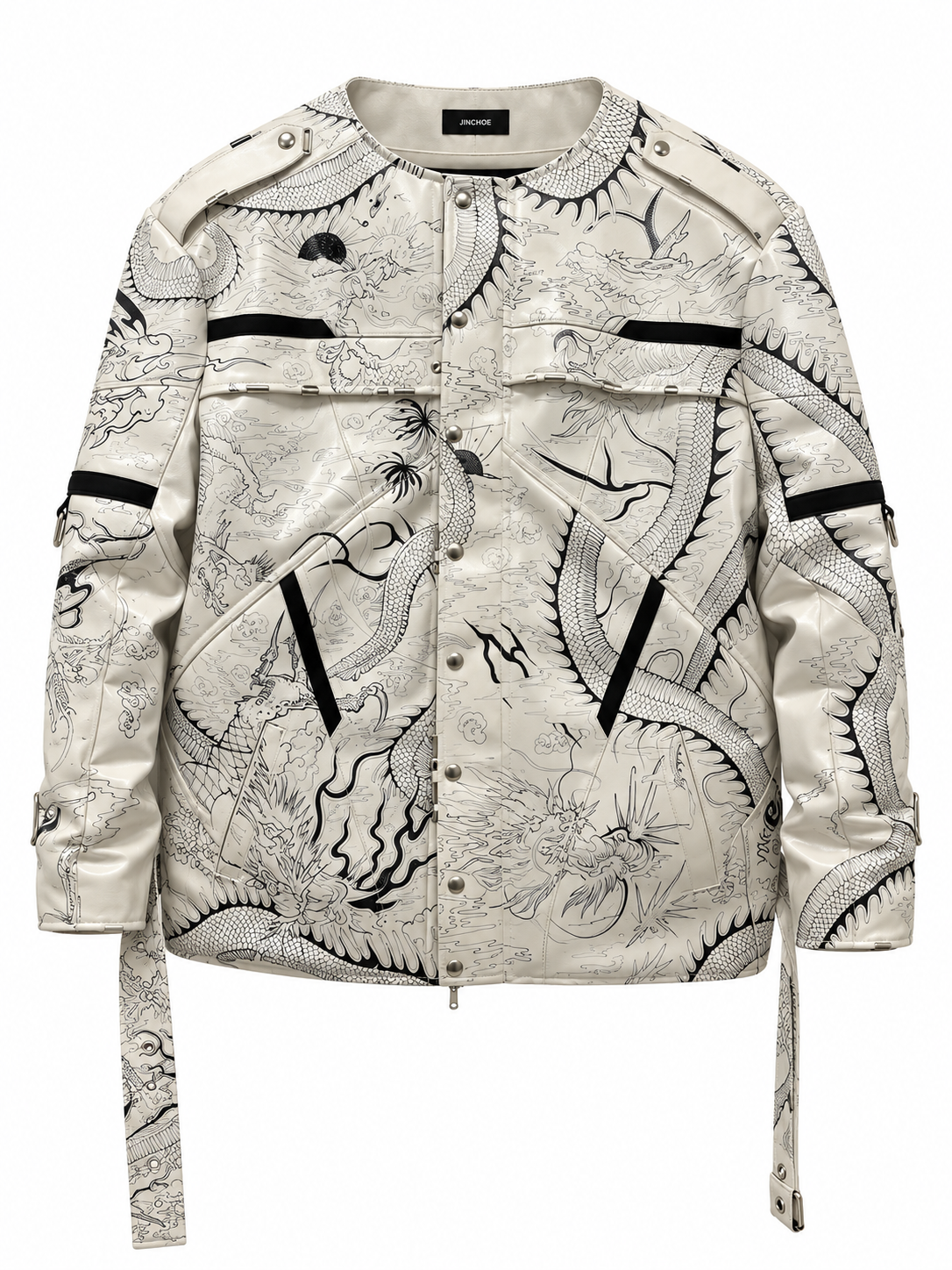 HAND PAINTED DRAGON LEATHER JACKET