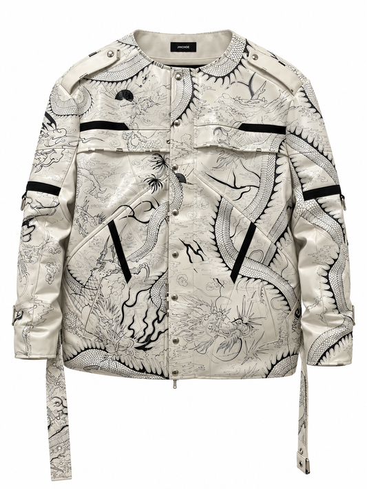 HAND PAINTED DRAGON LEATHER JACKET