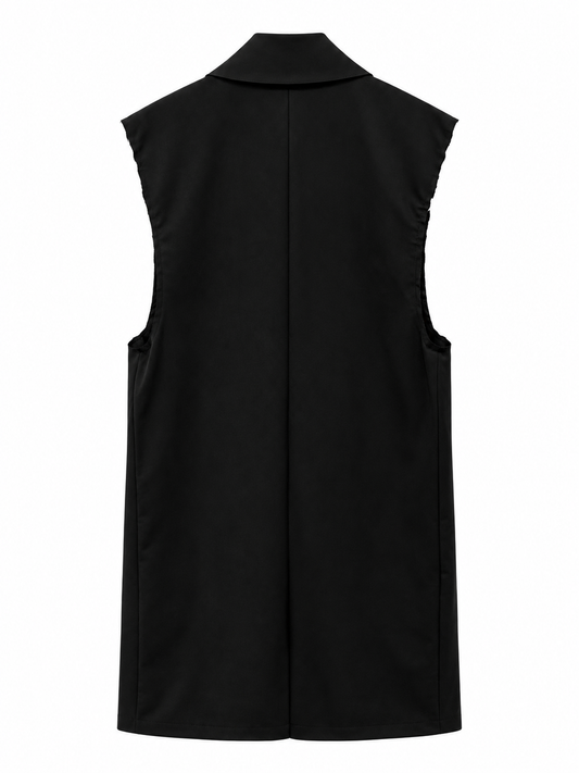 ZIPPER DETAIL SLEEVELESS COAT