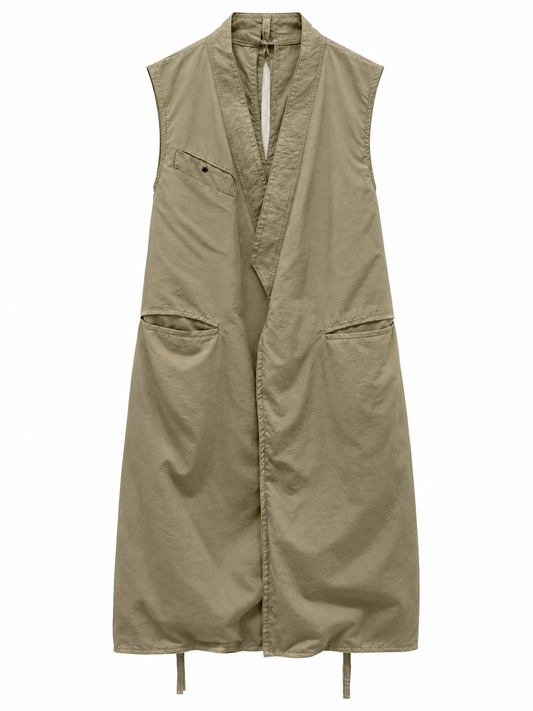 Sleeveless Wrap Long Coat