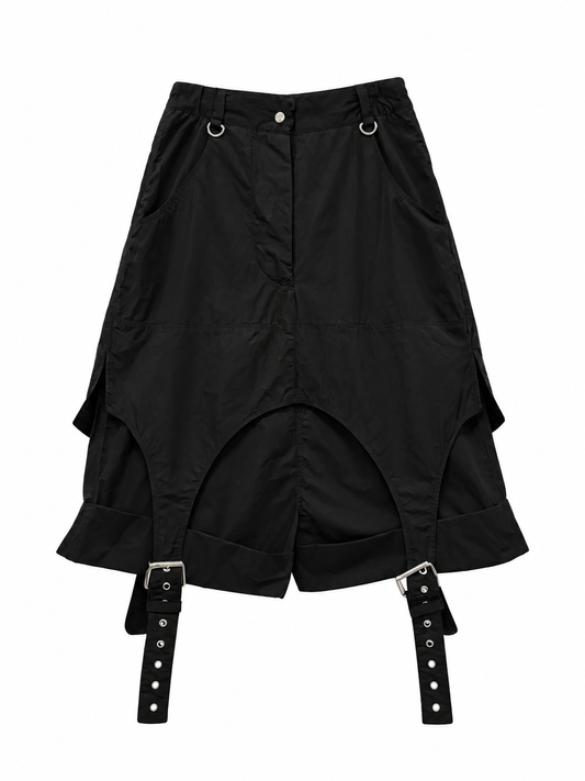 BLACK LAYER BUCKLE SHORTS