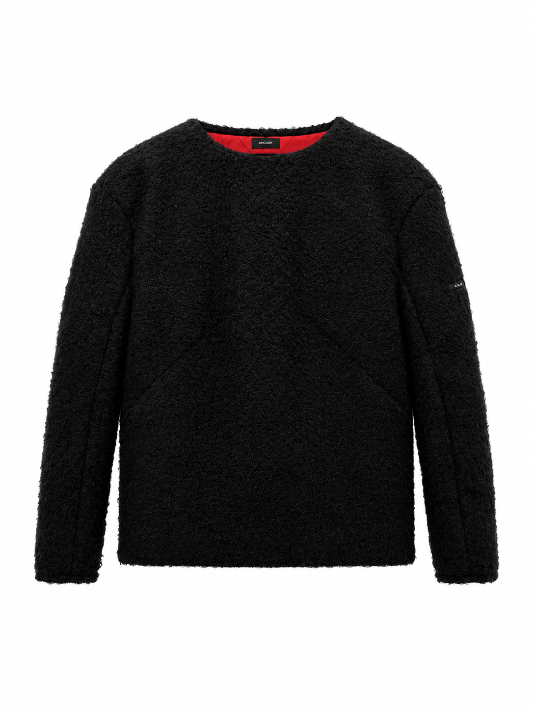 Black Textured Long Sleeve Top