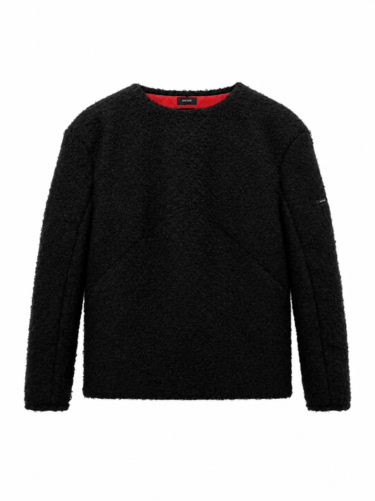 Black Textured Long Sleeve Top