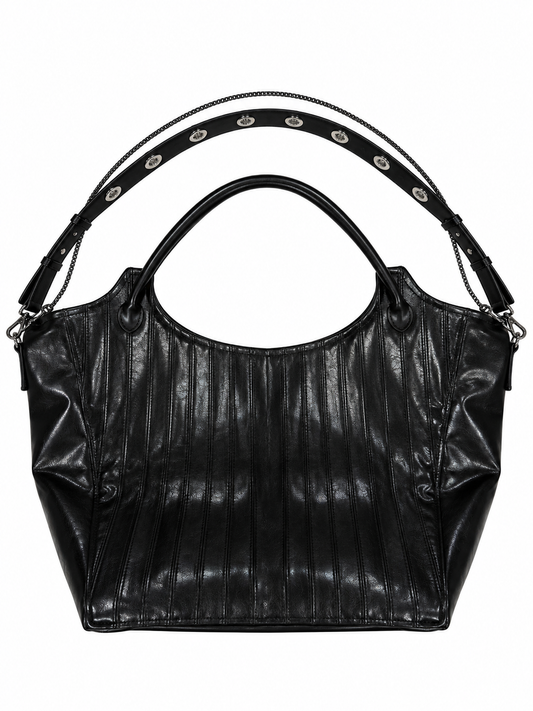 STRIPE LEATHER TOTE BAG