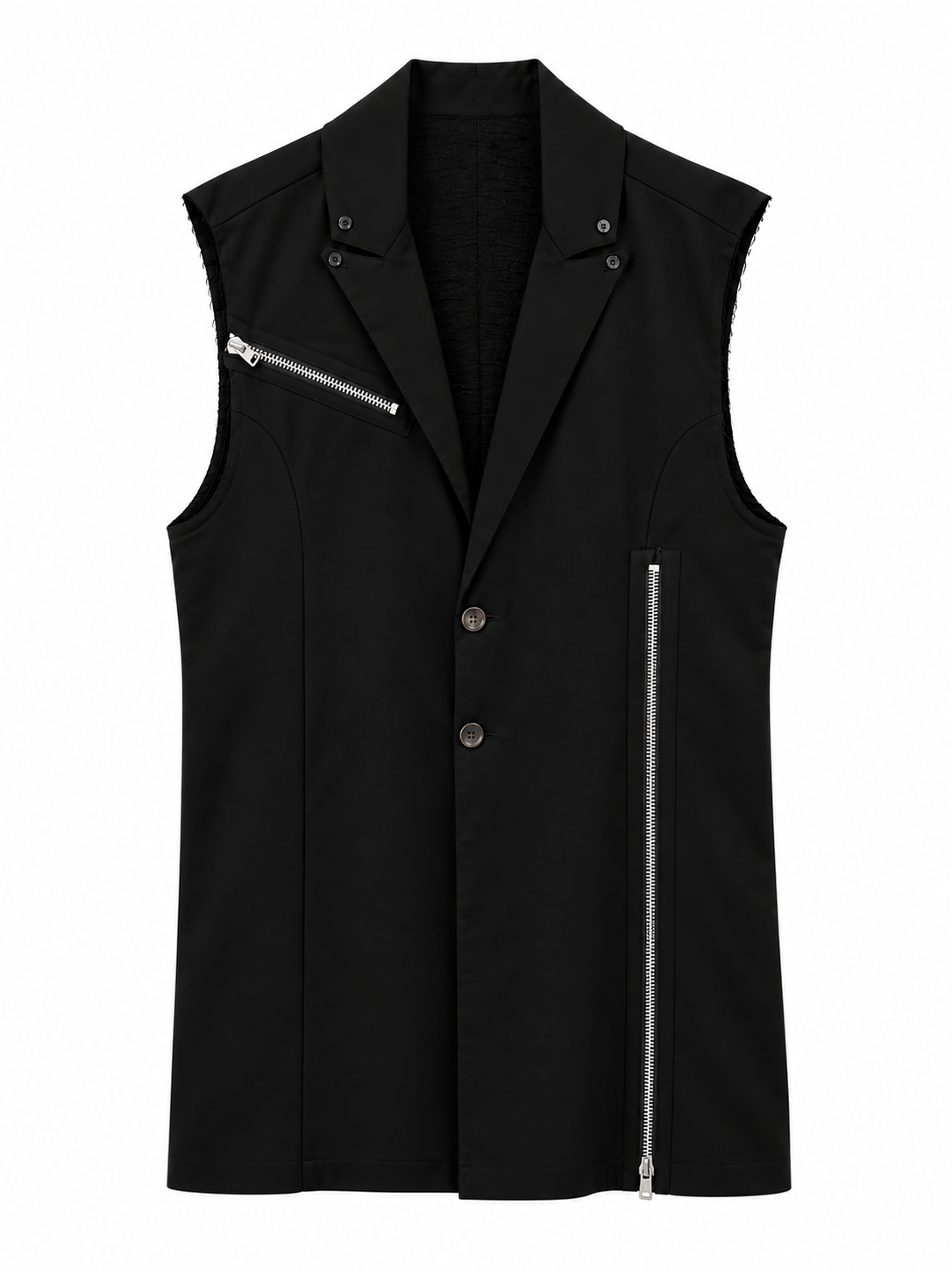 ZIPPER DETAIL SLEEVELESS COAT