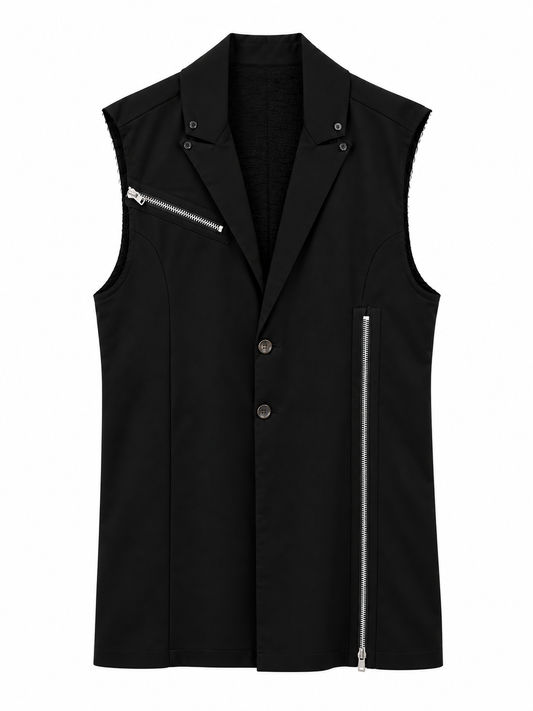 ZIPPER DETAIL SLEEVELESS COAT