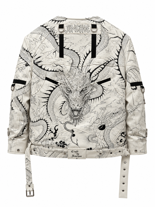 HAND PAINTED DRAGON LEATHER JACKET