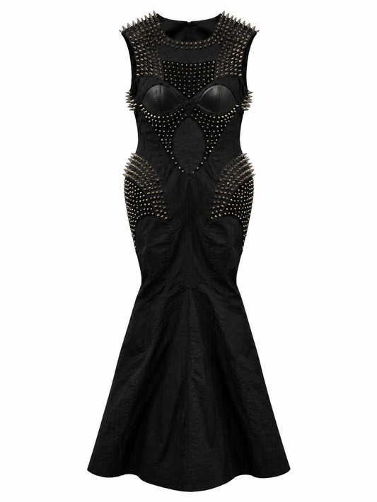 STUDDED PLEATED DRESS